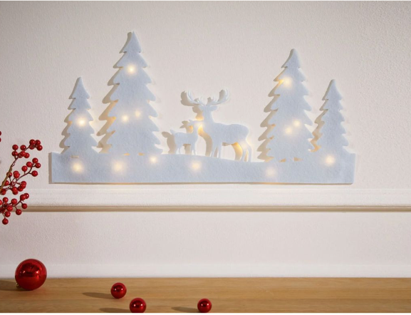 Наклейка новогодняя LED подсветка для декора Livarno Home 60x30 см Белый (342543)
