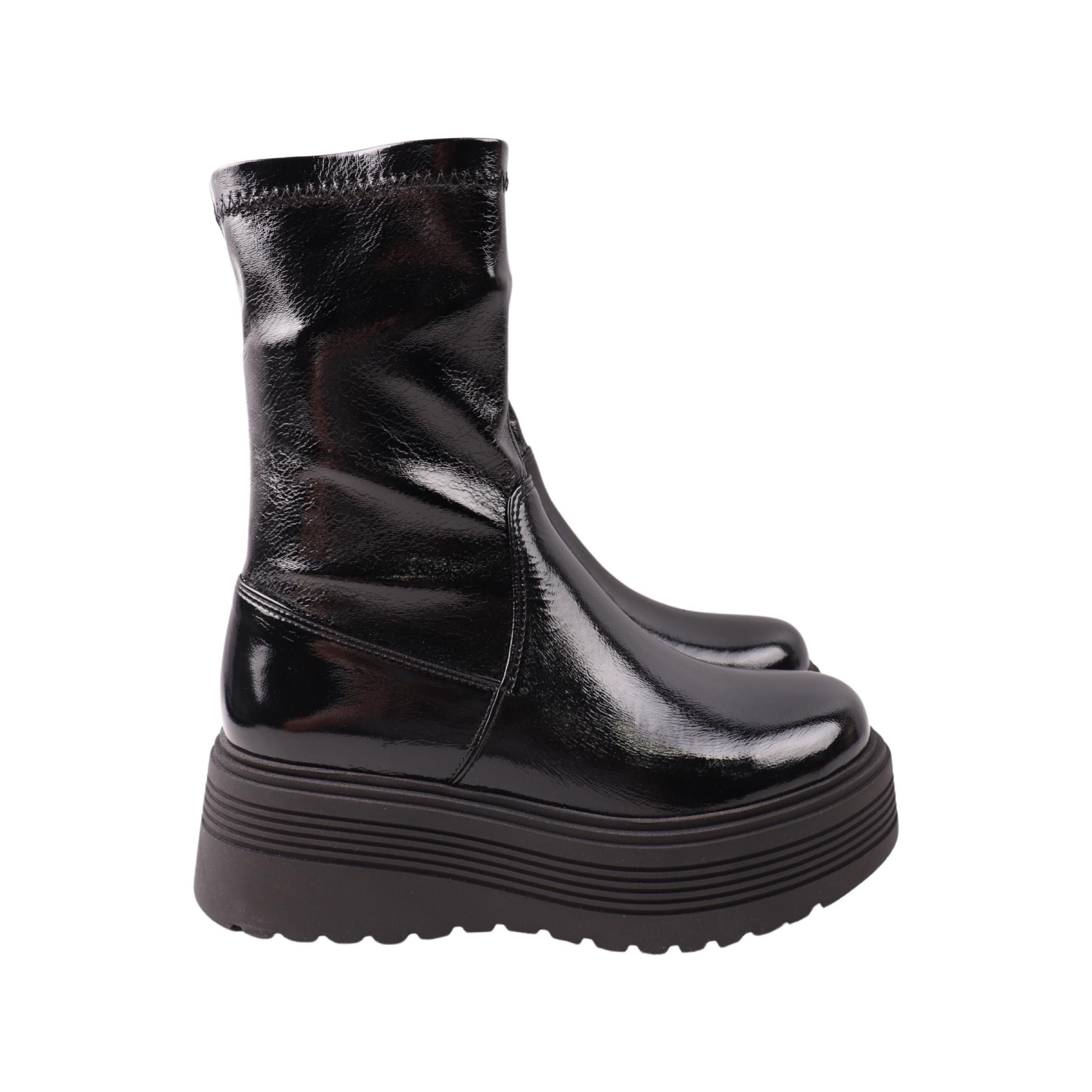 Ботинки женские GUERO натуральная лакированная кожа р. 36 Черный (518-23DHCPF)