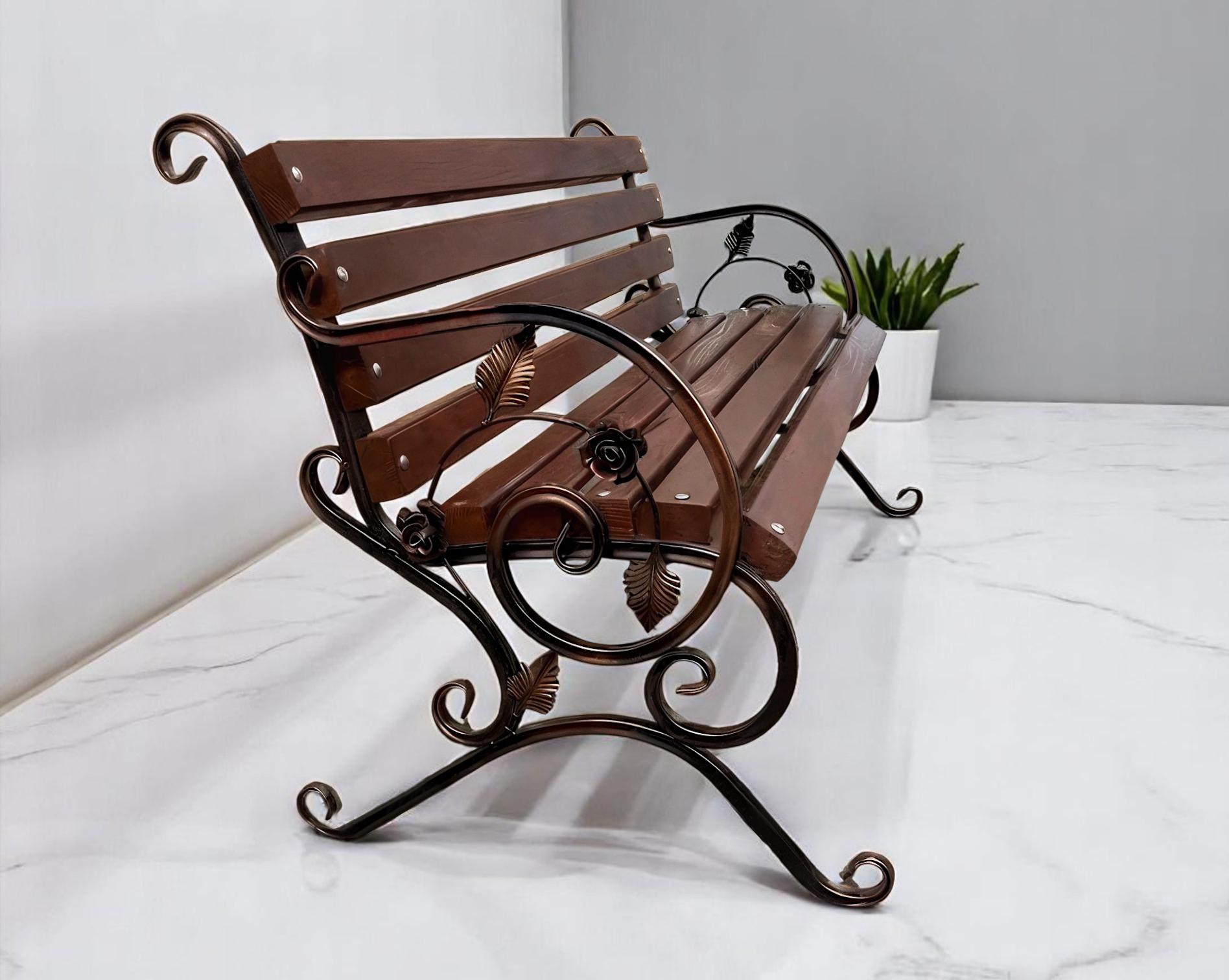 Лава садова кована Tobi Sho Камелія з підлокітниками 170 см Каштан - фото 1 Лава садова кована Tobi Sho Камелія з підлокітниками 170 см Каштан - фото 1