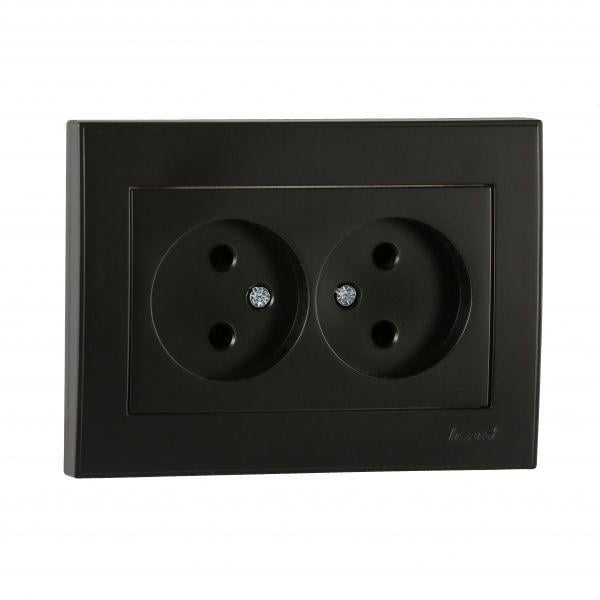 Розетка двухместная с заземлением Lezard RAIN Антрацит (00000021495)