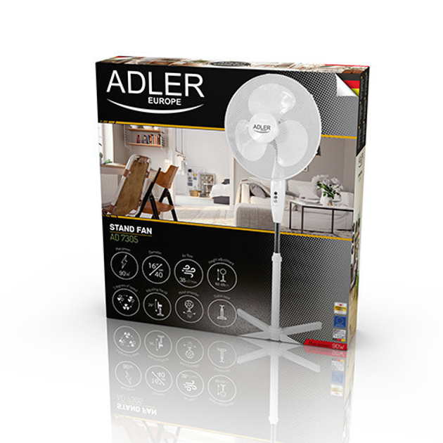 Вентилятор напольный Adler AD 7305 90W Белый - фото 8