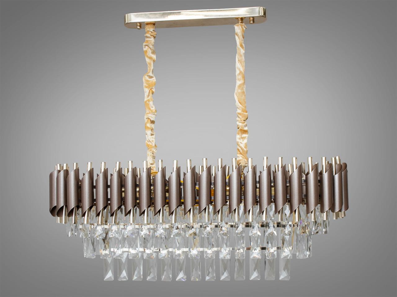 Люстра хрустальная на 8 ламп Коричневый/Золотой (9001-800x300CF/SGD)