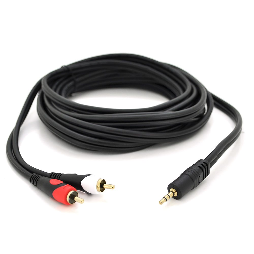Кабель DC3,5 тато 2хRCA тато позолочений Jack 1,8 м Чорний (3179)