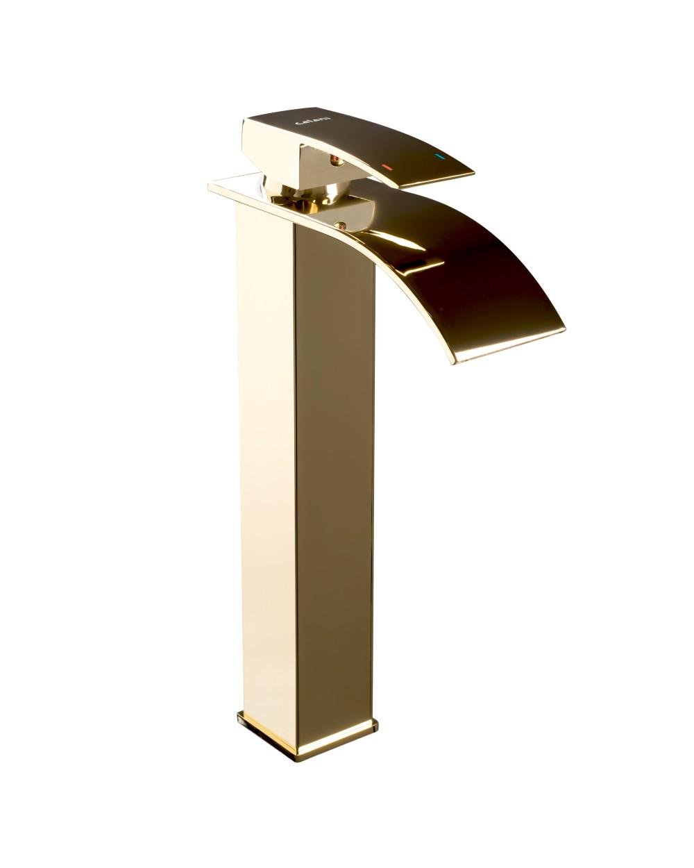 Смеситель Calani Lotus Gold High для умывальника Золотой