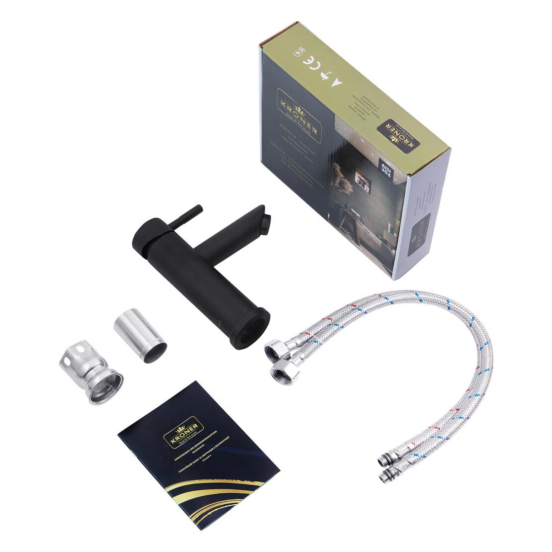 Смеситель для раковины Kroner KRP Edelstahl Klassisch SCH010 Черный (CV025653) - фото 7 Смеситель для раковины Kroner KRP Edelstahl Klassisch SCH010 Черный (CV025653) - фото 7