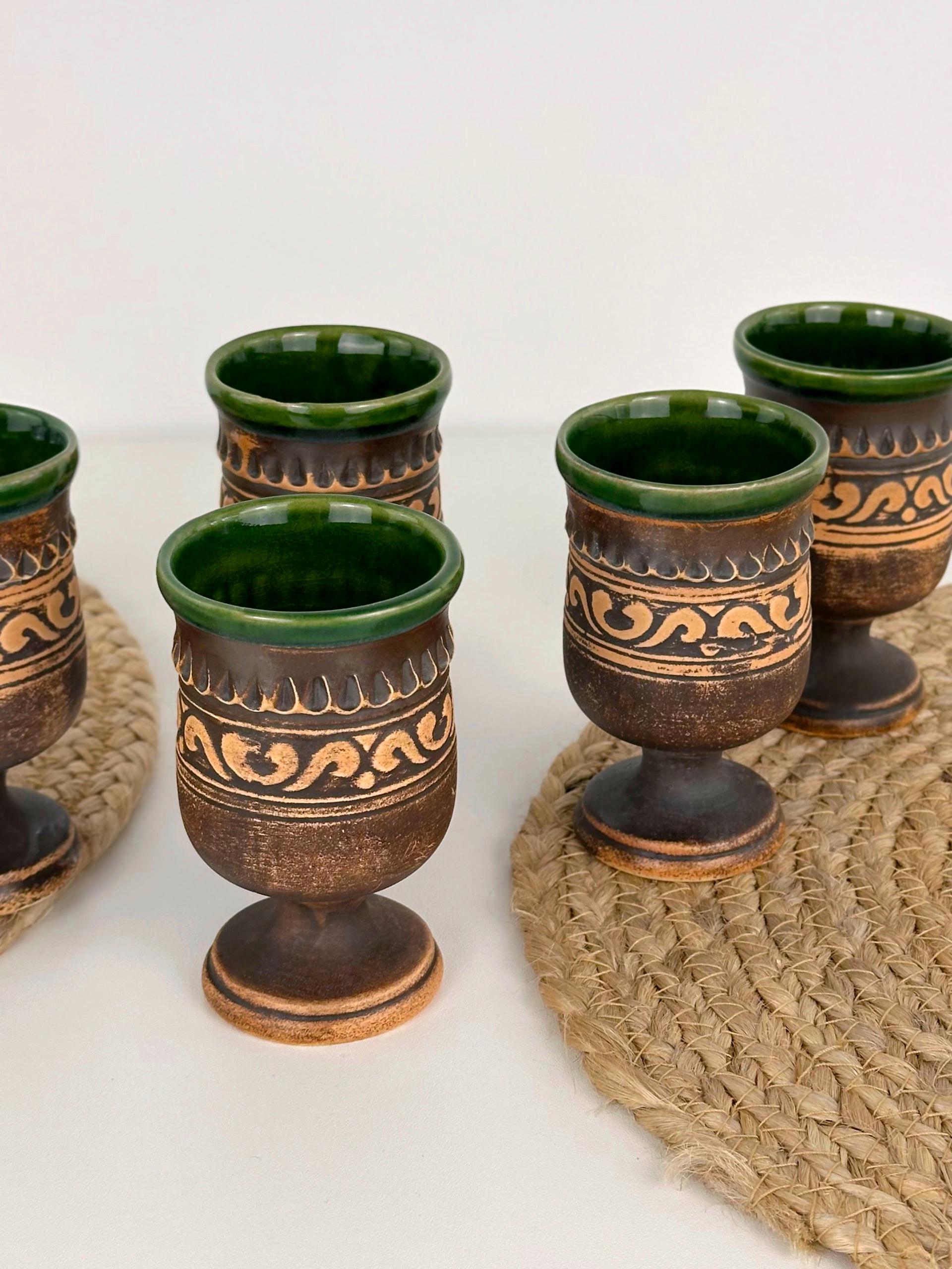 Набір глиняних келихів Гражда 0,1 л х 6 шт. Коричневий (17019-31) - фото 6