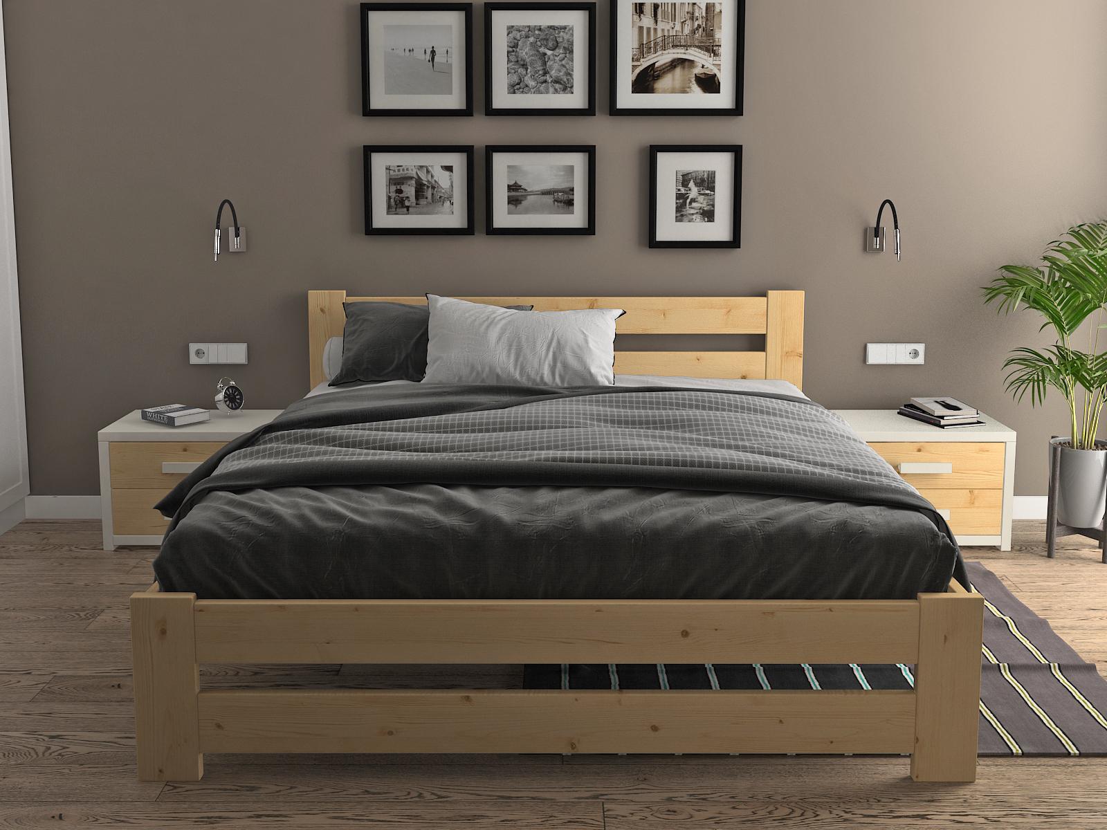 Ліжко двоспальне MebliVik 180x200 см з смереки (но3107н180)