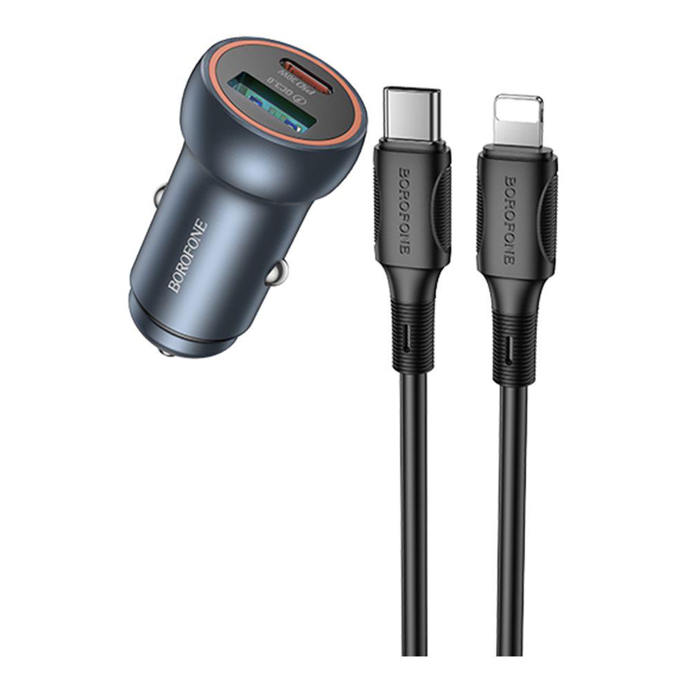 Зарядний пристрій автомобільний Borofone BZ32A 1USB/1USB-C QC/PD30W+Type-C to Lightning - фото 2 Зарядний пристрій автомобільний Borofone BZ32A 1USB/1USB-C QC/PD30W+Type-C to Lightning - фото 2