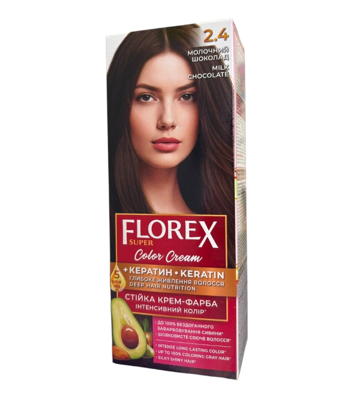 Крем-краска для волос стойкая Florex Super 2.4 молочный шоколад