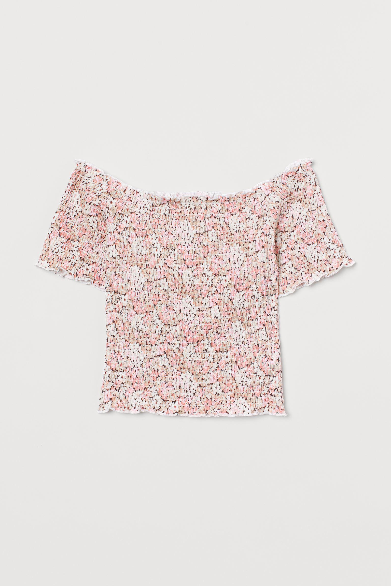 Блуза H&M цветы XL Бежевый (2048324531)