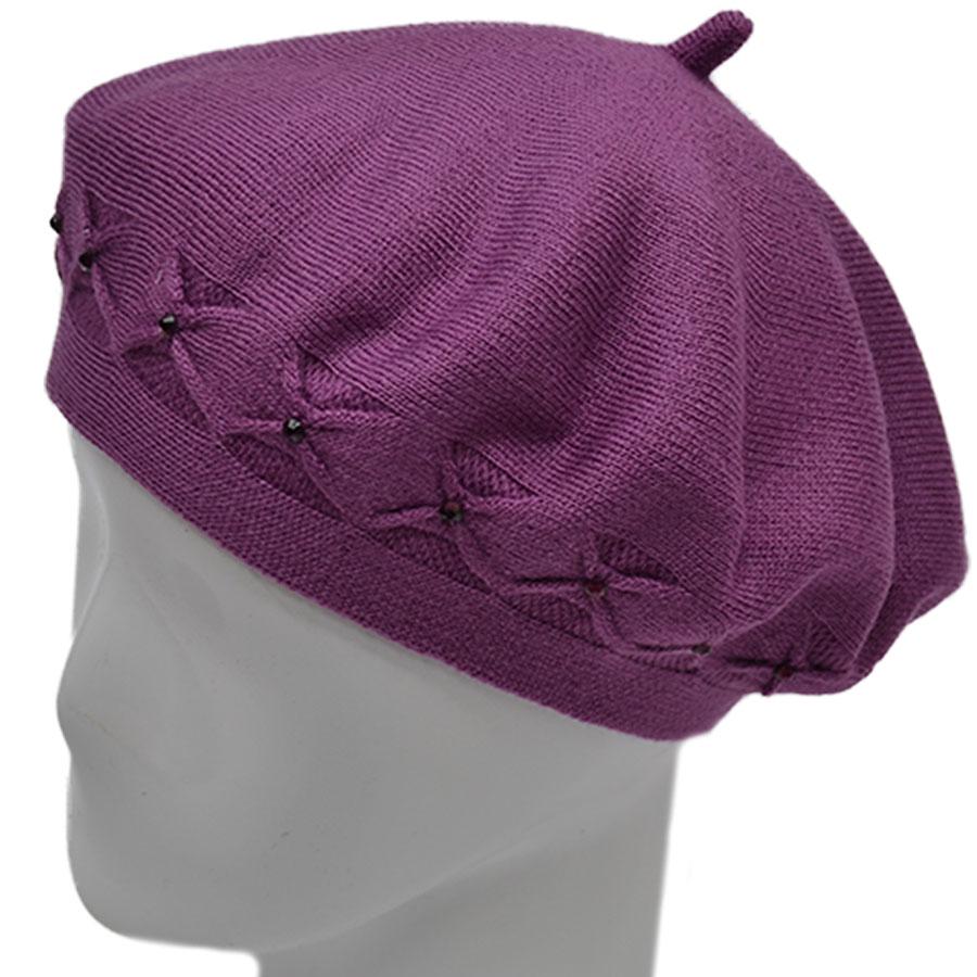 Берет шерстяной Lirus Бянка двойной тонкой вязки Сиреневый (70720)