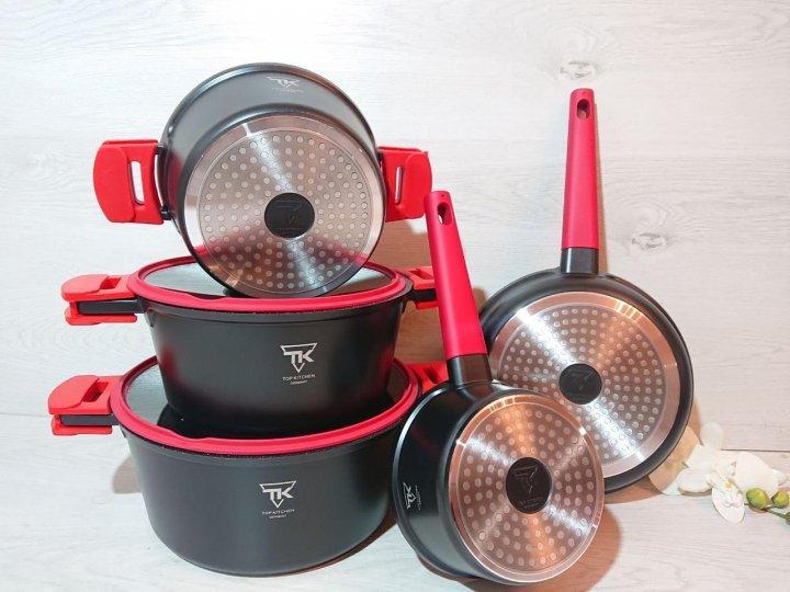 Набор посуды Top Kitchen кованый с мраморным покрытием 16 пр. Черный (1751041381) - фото 2 Набор посуды Top Kitchen кованый с мраморным покрытием 16 пр. Черный (1751041381) - фото 2