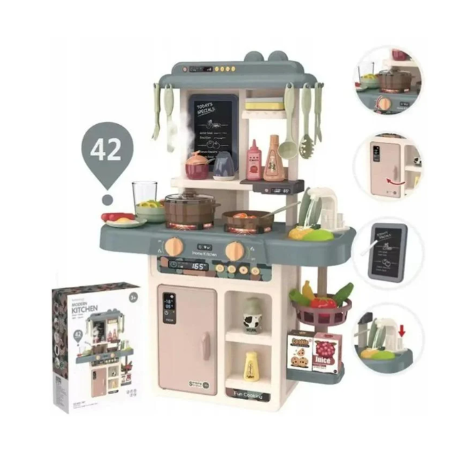 Дитяча кухня Fun Game 889-221 з водою/парою/світлом/звуком 42 предмети Сірий (2698804670) - фото 7 Дитяча кухня Fun Game 889-221 з водою/парою/світлом/звуком 42 предмети Сірий (2698804670) - фото 7
