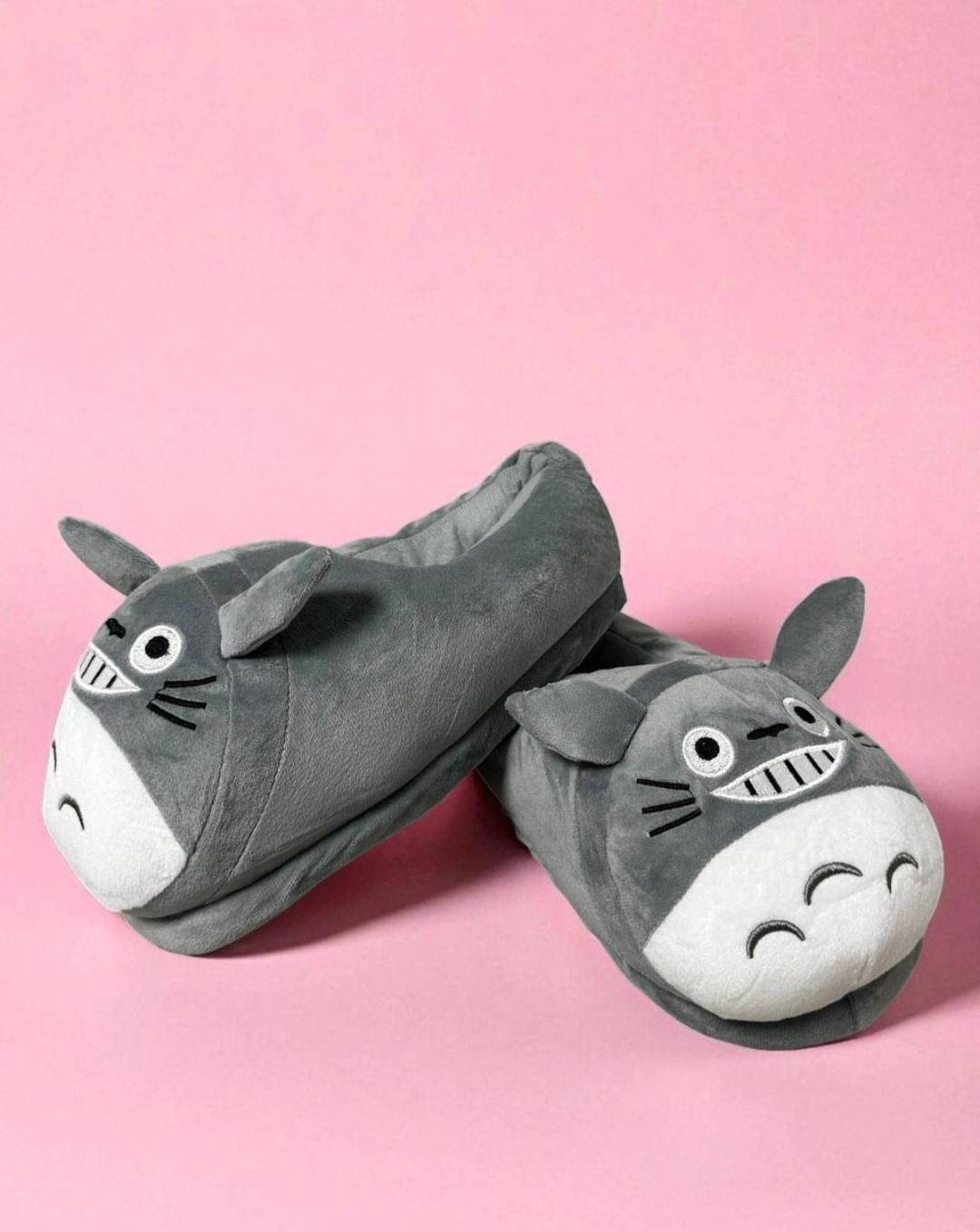 Тапочки домашние плюшевые Тоторо аниме р. 32-39 Серый - фото 2