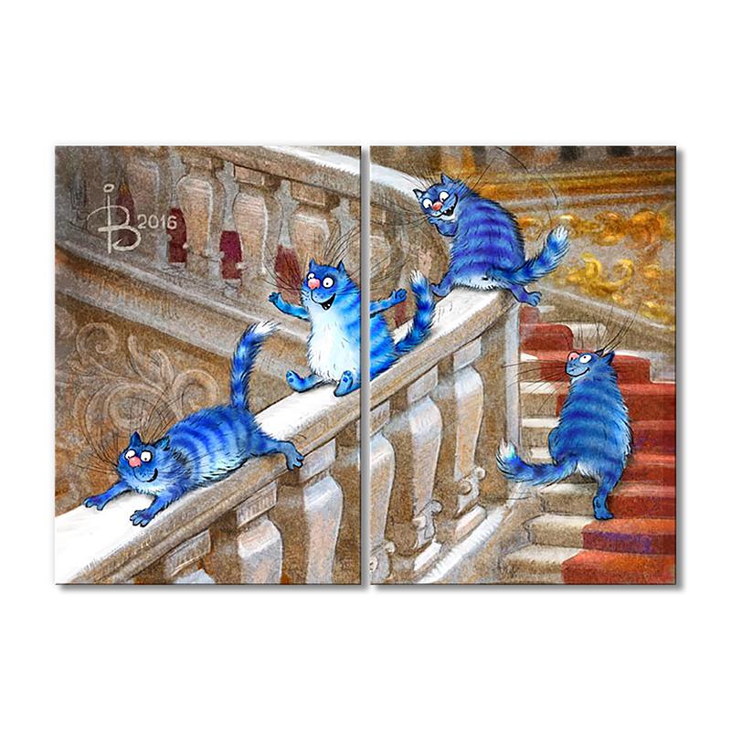 Модульная картина Эрмитажные коты в театре 2 модуля общий размер 30х45 см (_rinaz_20162225048)