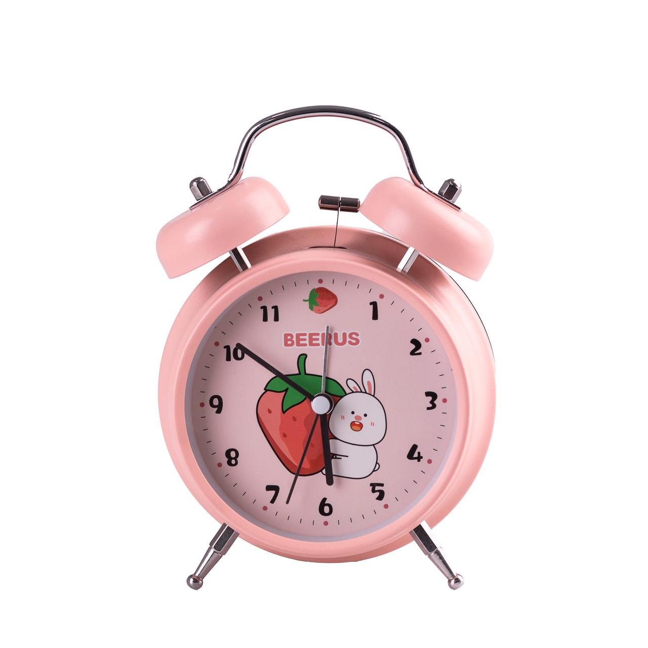 Часы Clock детские настольные с будильником Розовый