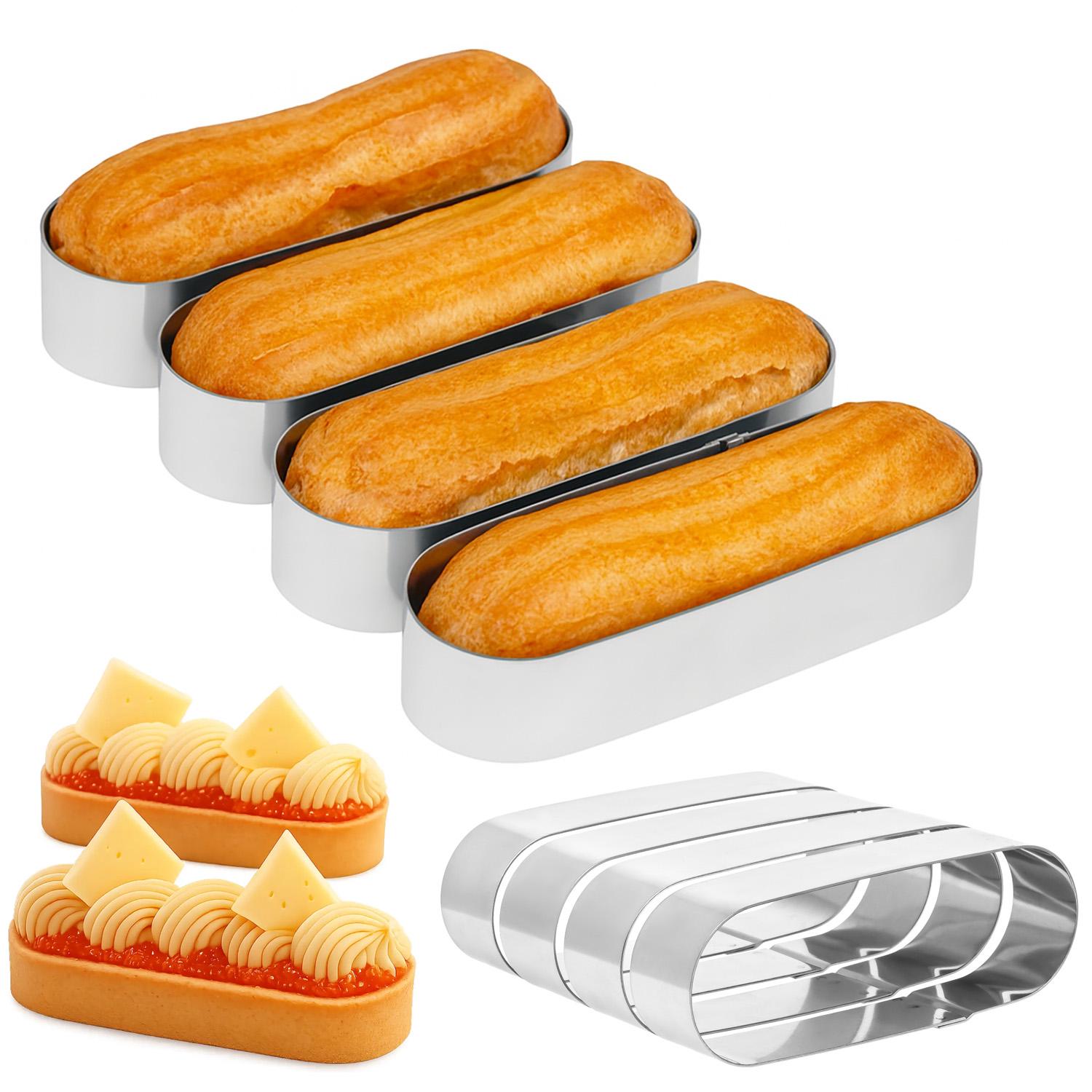 Металлические овальные формочки порционные для эклеров/пирожных/тарталеток 12х4х2,5 см 4 шт. (87231) - фото 2