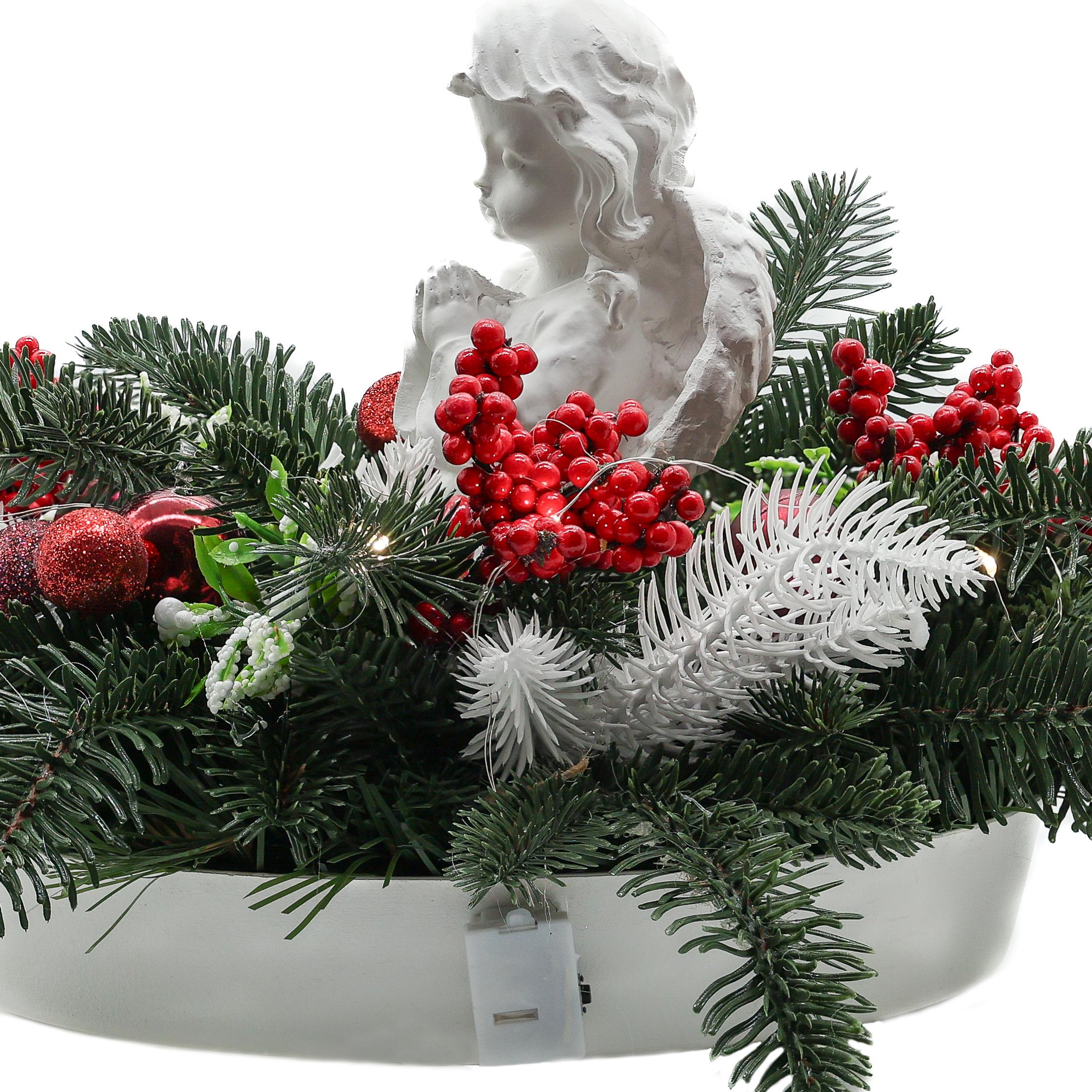 Композиция GALA DECOR с ангелом на отягощенной подставке с лед подсветкой 30х18 см - фото 4