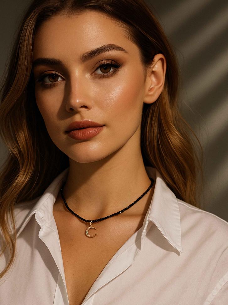 Чокер LeBijou з підвіскою місяць Чорний (5142)