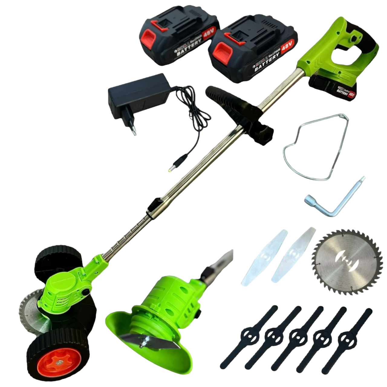 Триммер аккумуляторный с колесами и 2 аккумуляторами Li-Ion 48 V