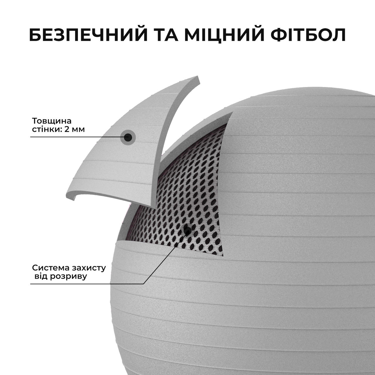 Фитбол WCG Anti-Burst с насосом 75 см до 250 кг Серый - фото 6