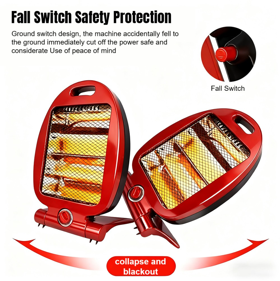 Электрический напольный обогреватель GR90D кварцевый 2 режима Красный (30653010) - фото 6