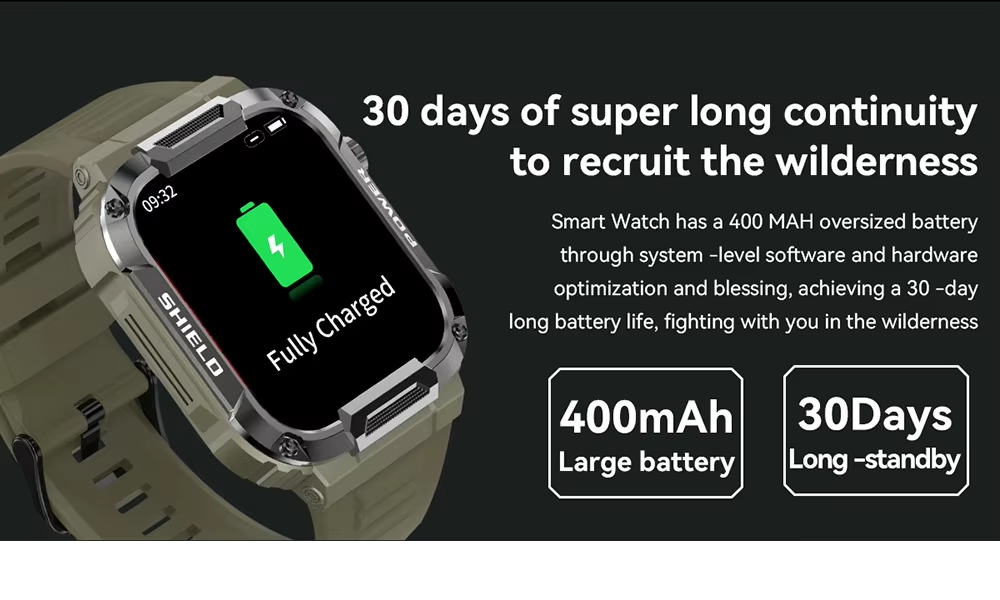 Смарт-часы военные Mevaden Modfit Armor Army противоударные/водонепроницаемые с возможностью звонков Зеленый - фото 4