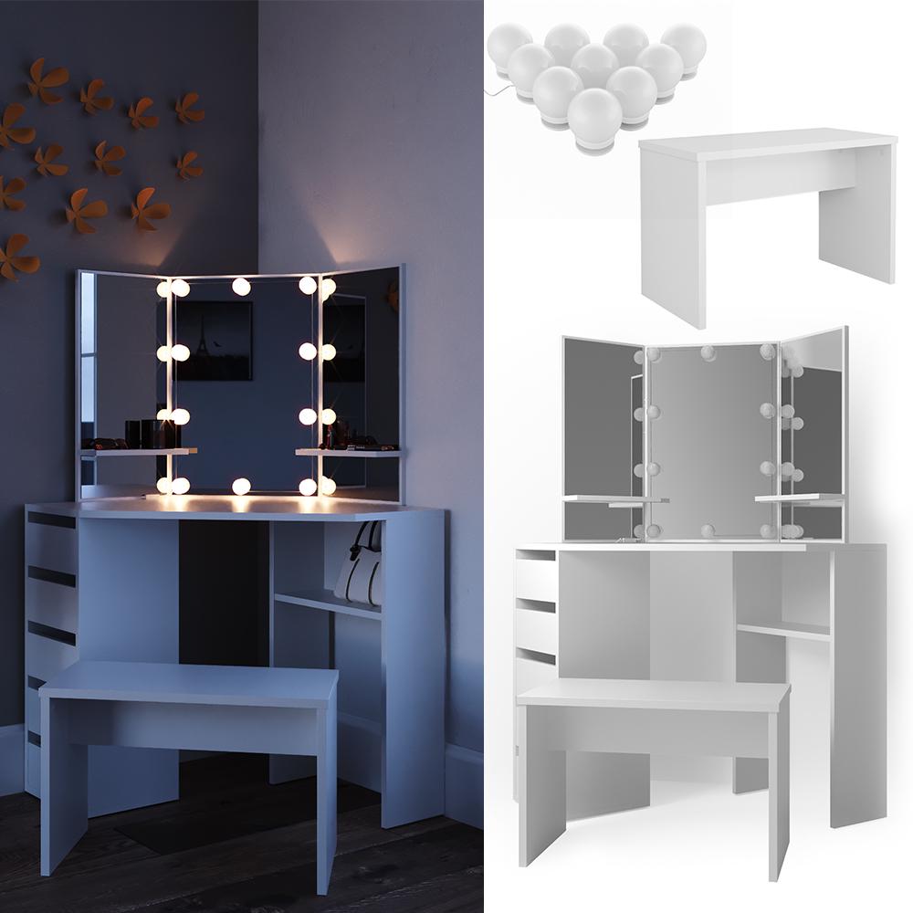 Кутовий трельяж Vicco Arielle з підсвічуванням і лавкою 110x142 Білий - фото 2 Кутовий трельяж Vicco Arielle з підсвічуванням і лавкою 110x142 Білий - фото 2