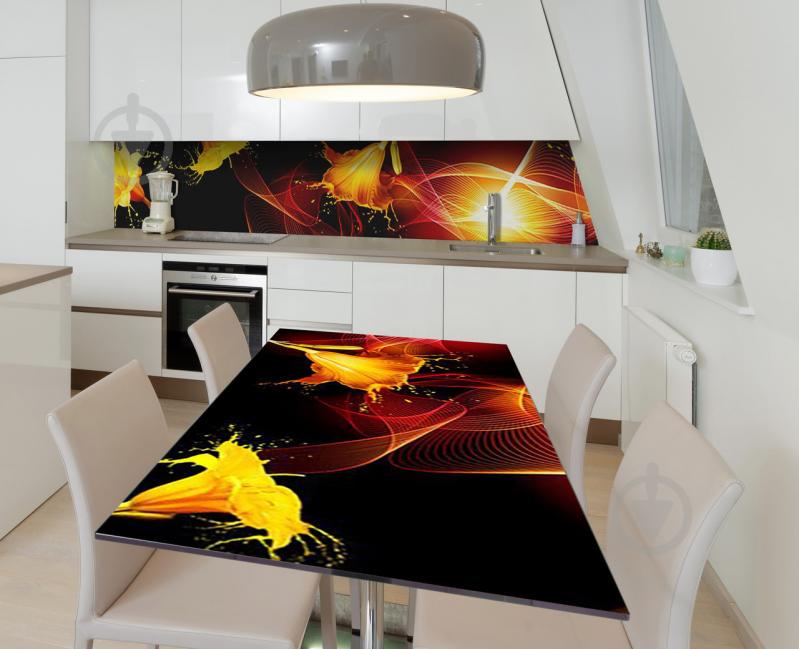 Наклейка 3Д виниловая на стол Zatarga «Плач лилий» 650х1200 мм для домов, квартир, столов, кофейн, кафе