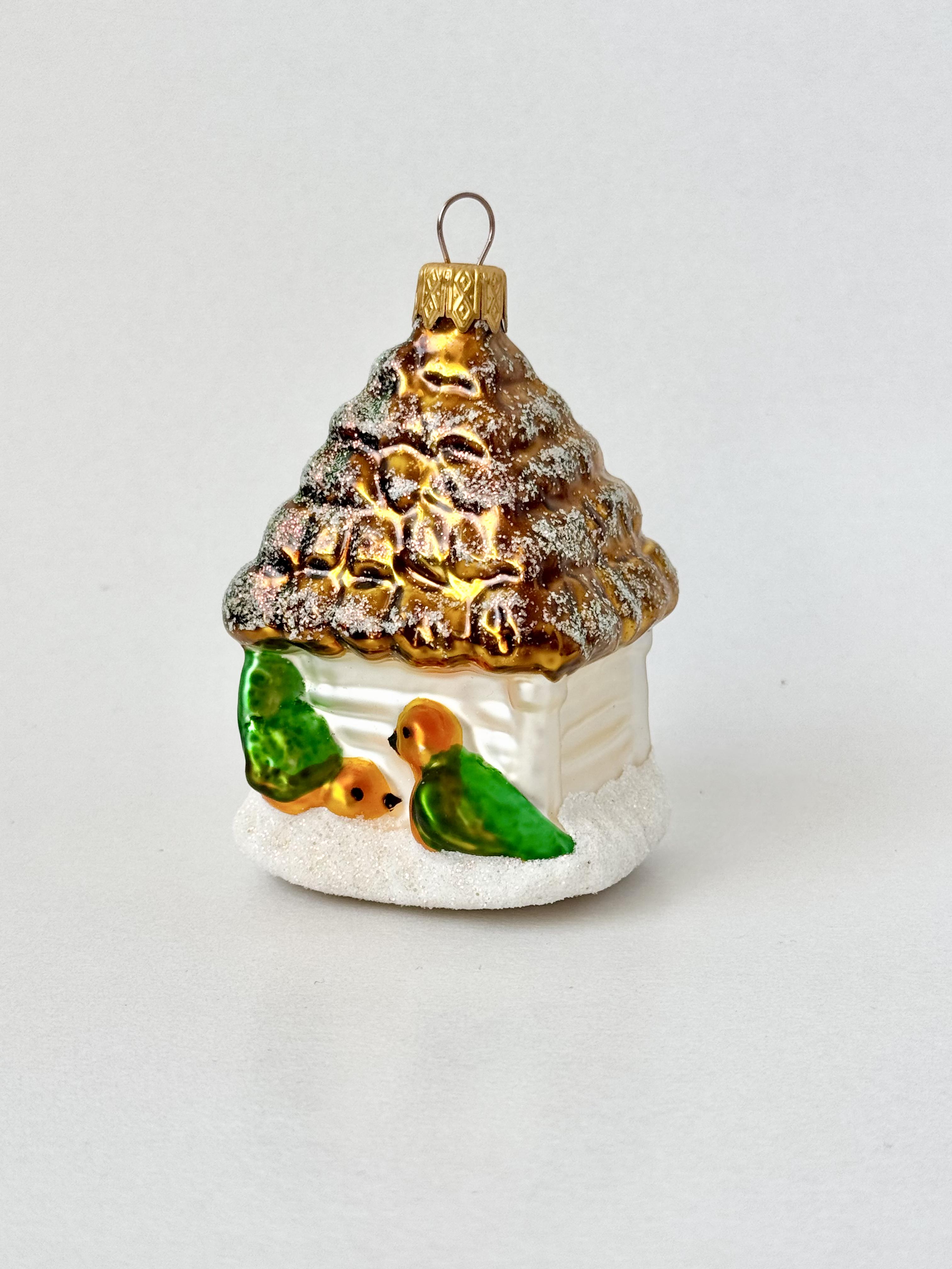 Игрушка на елку стеклянная Кормушка 8,5х6,5 см (F-231-2)