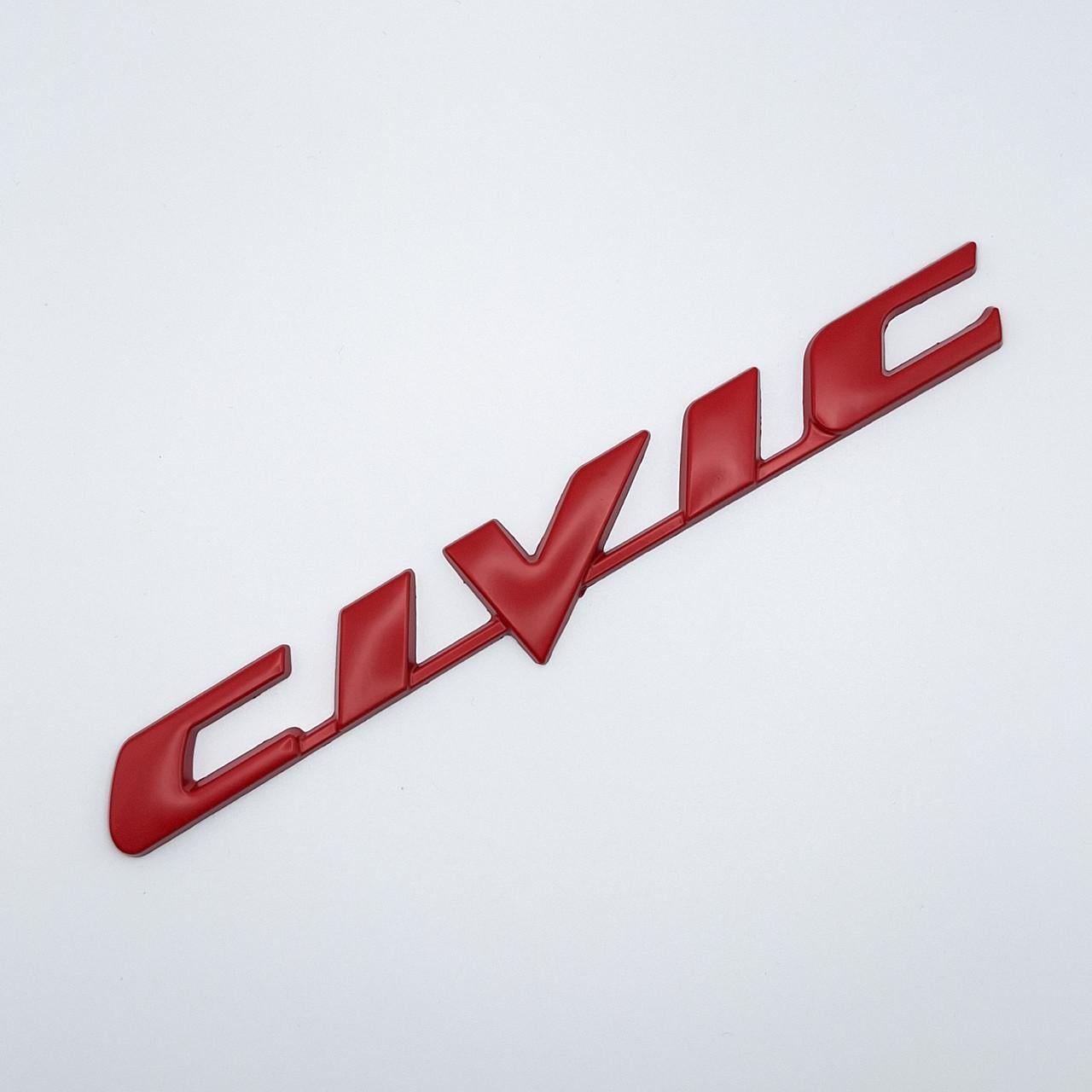 Емблема напис Civic Honda метал 17,7х2,8 см Червоний матовий (1094497886)