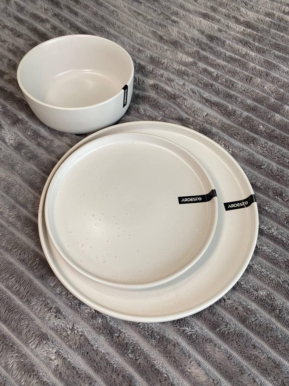 Сервиз столовой посуды Ardesto Trento из 4 пр. для 1 персоны каменная керамика Белый (3122) - фото 16