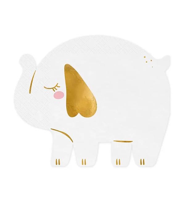 Салфетки фигурные Party Deco Слоник 16х13,5 см 12 шт. Белый (10337)