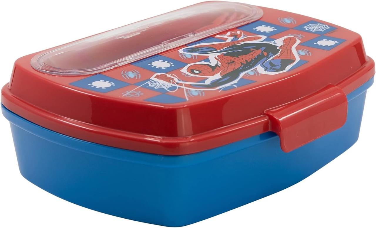 Ланч-бокс дитячий з ложкою/виделкою Stor Spider-Man 17,2х13,6х6,3 см Червоний з синім (28421339)