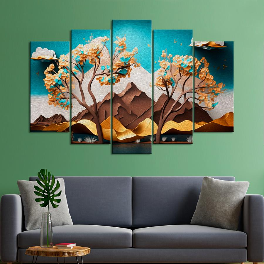 Картина на полотні Абстрактний гірський пейзаж із деревами 137x85 см (V503-5_L)