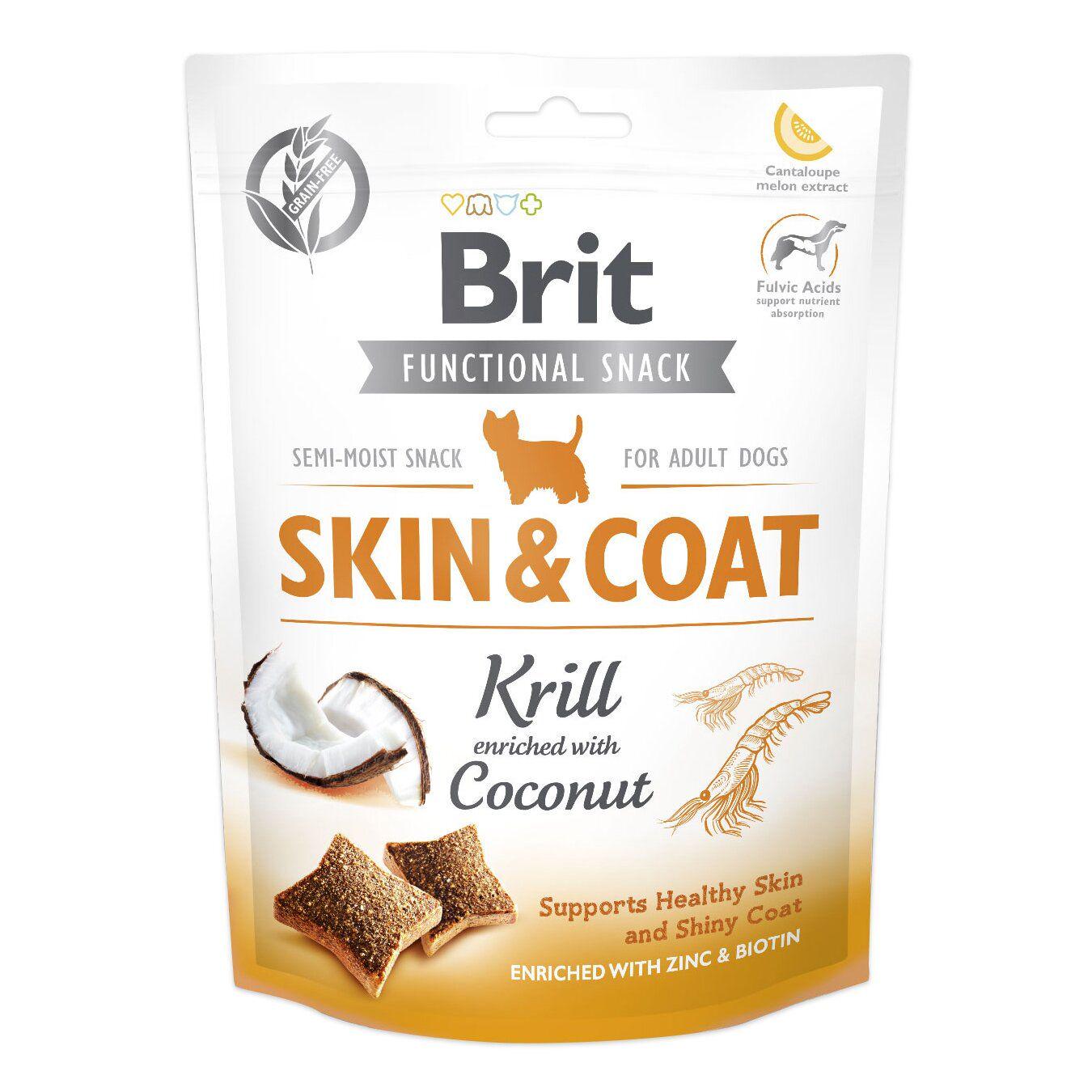 Лакомство для собак Brit Care Skin&Coat криль с кокосом 150 г (9334)