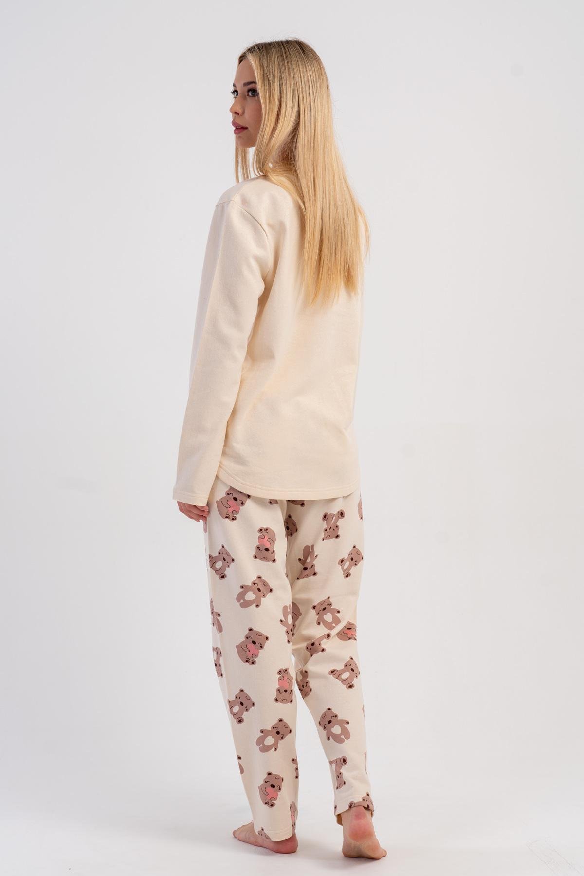 Піжама жіноча з начосом лонгслів та штани Vienetta S Молочний (504028) - фото 2 Піжама жіноча з начосом лонгслів та штани Vienetta S Молочний (504028) - фото 2