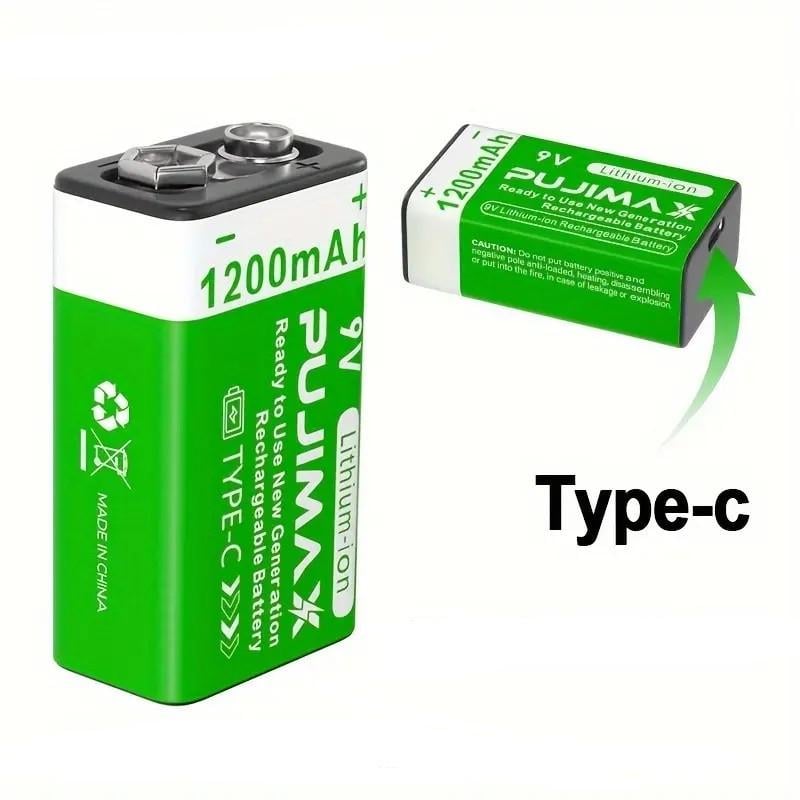 Акумулятор Крона Pujimax 6F22/6LR61 з Type-C Li-Ion 9V 1200 mAh (2575993158) - фото 8 Акумулятор Крона Pujimax 6F22/6LR61 з Type-C Li-Ion 9V 1200 mAh (2575993158) - фото 8