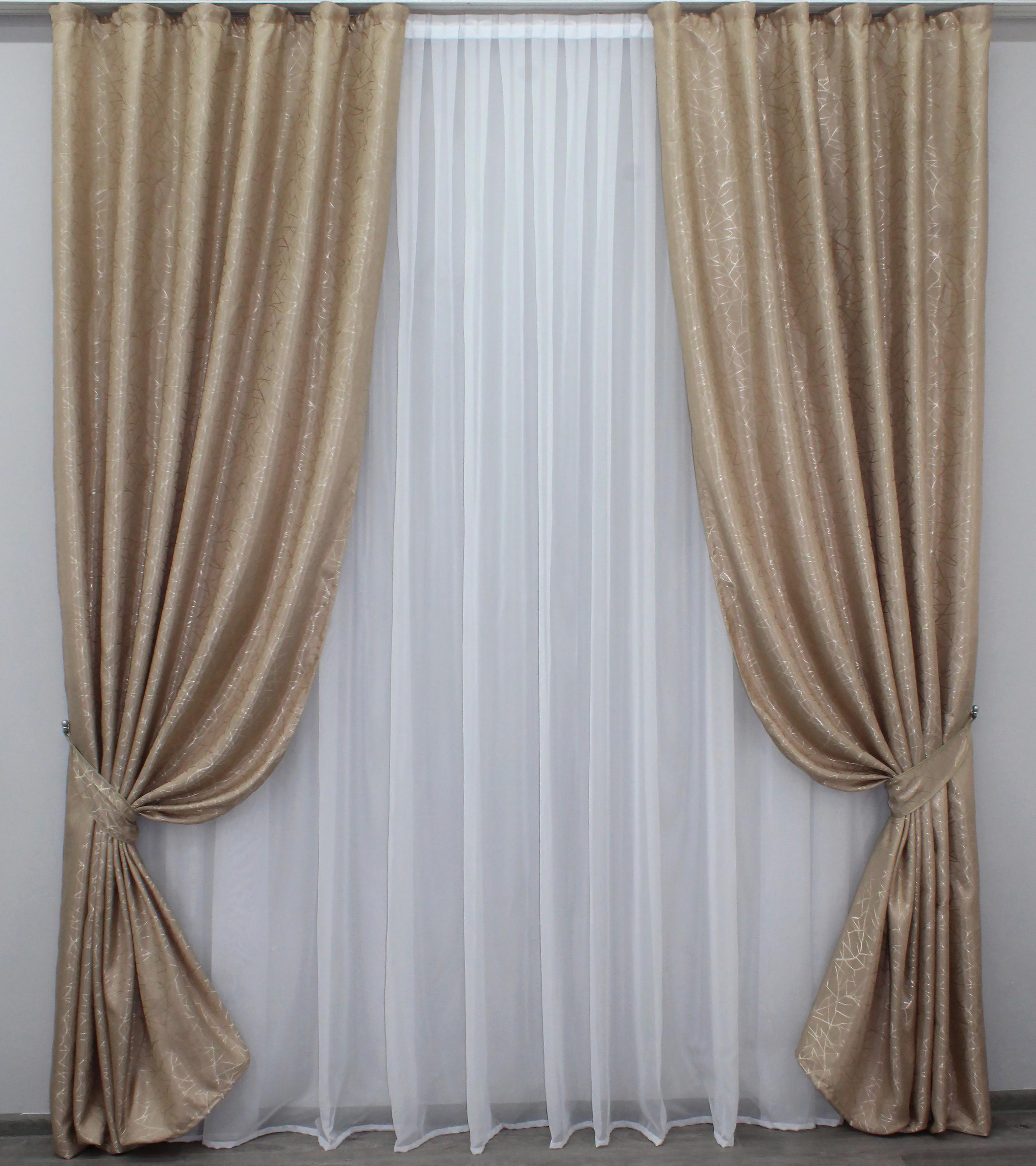 Комплект штор VR-Textil Саванна № 524ш жакард 150х275 см 2 шт. Карамельний (30-281)