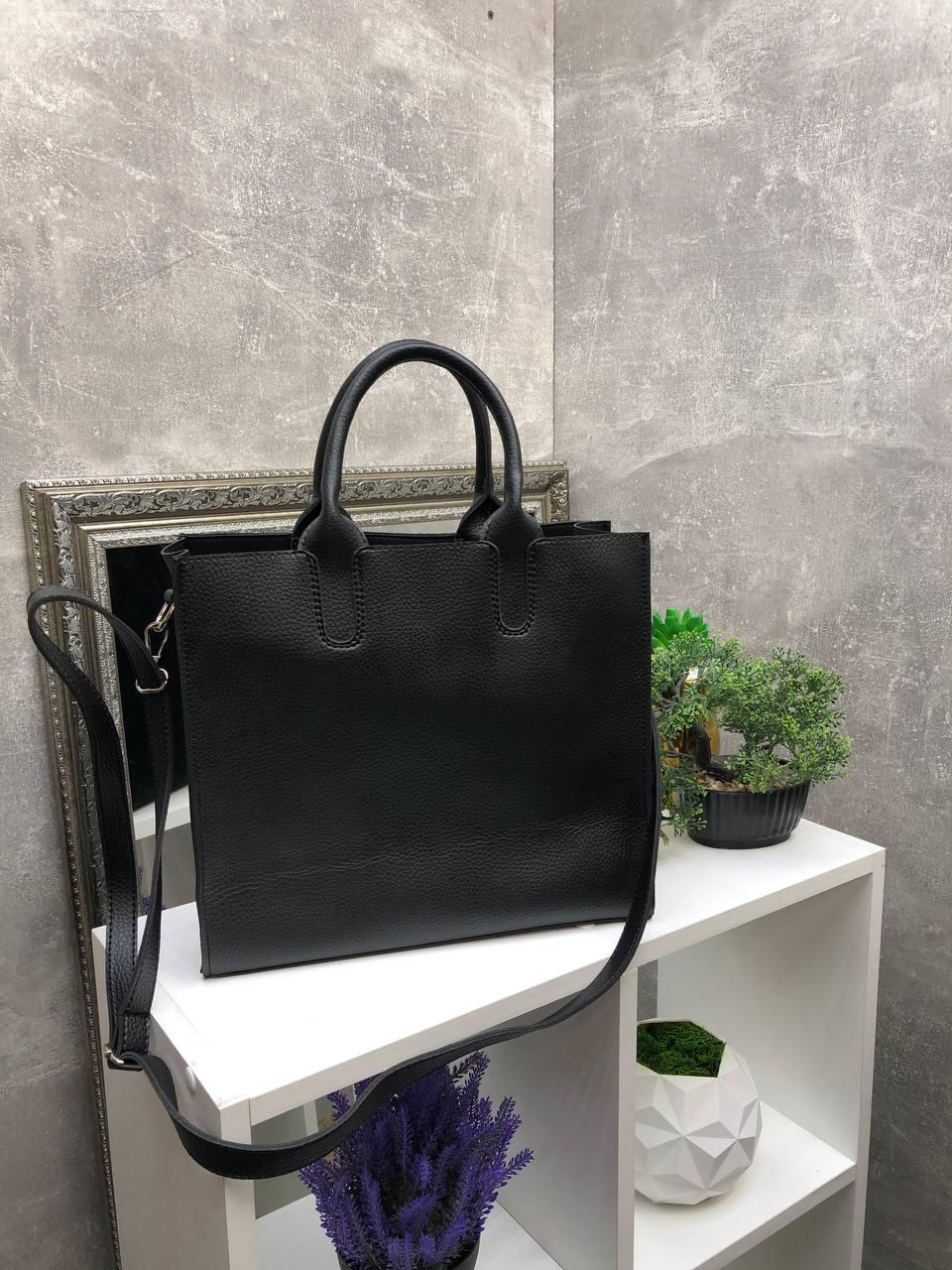 Сумка тоут женская через плечо большая из экокожи классическая вмещает А4 Черный - фото 6 Сумка тоут женская через плечо большая из экокожи классическая вмещает А4 Черный - фото 6