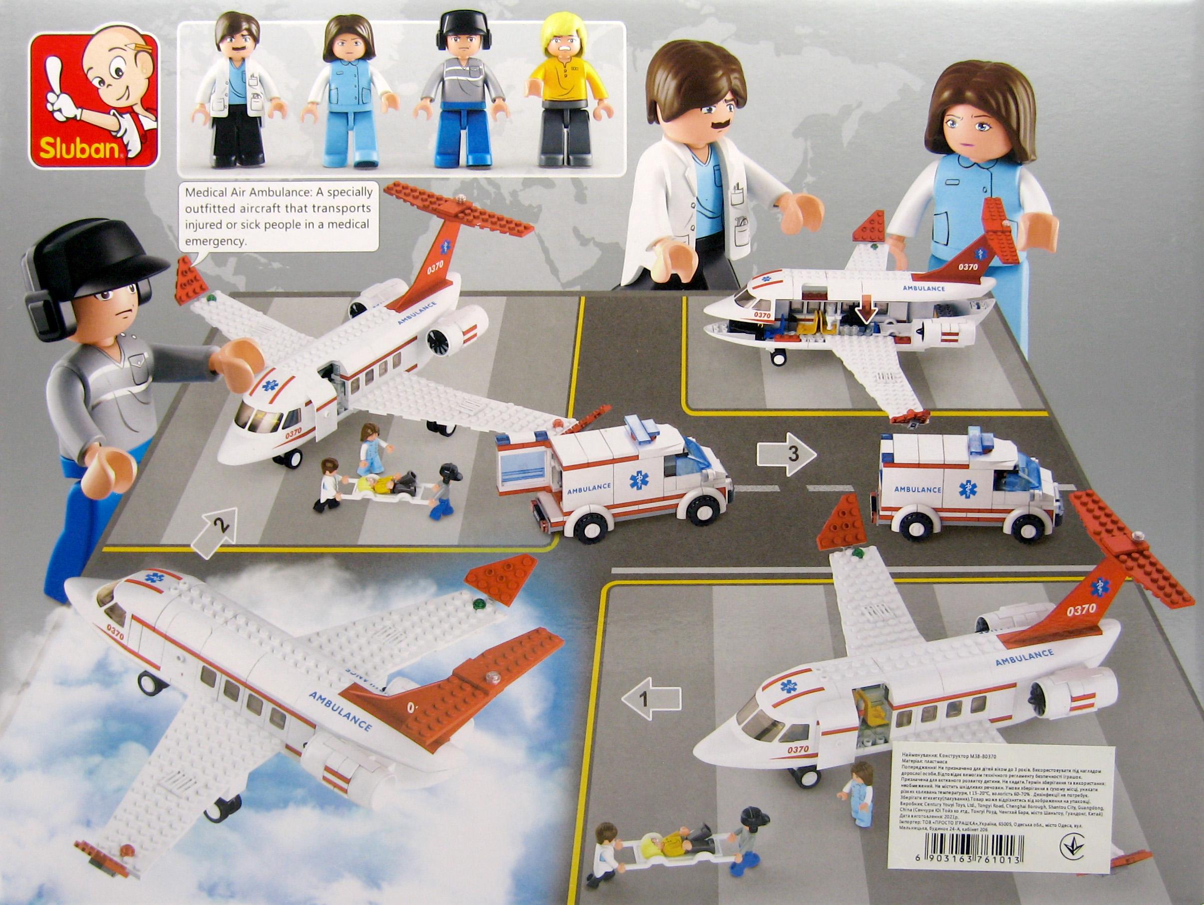 Конструктор Sluban M38-B0370 Літак швидкої допомоги 335 деталей 4 фігурки - фото 6 Конструктор Sluban M38-B0370 Літак швидкої допомоги 335 деталей 4 фігурки - фото 6