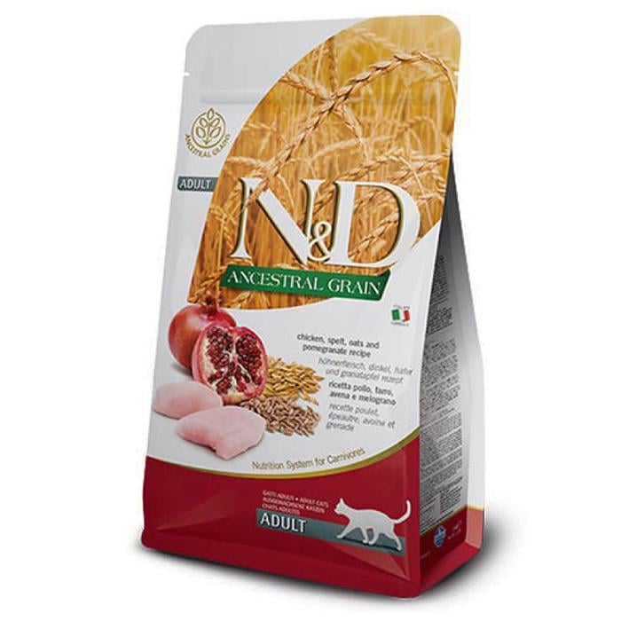 Корм сухой низкозерновой Farmina N&D Low Grain Cat Chicken & Pomegranate Adult с курицей и гранатом для взрослых кошек 300 г (156429)