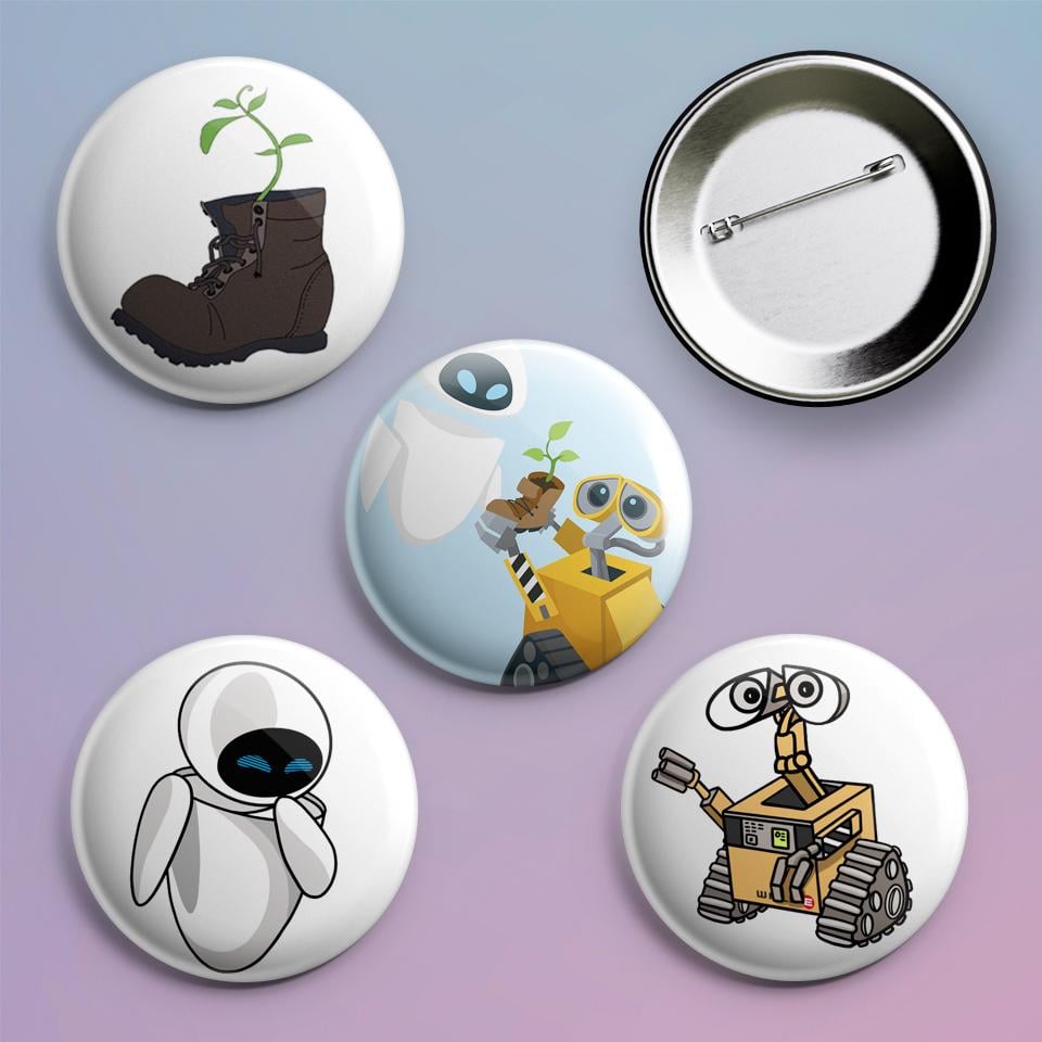 Значки на рюкзак с принтом WALL-E 4 шт. Значки на рюкзак с принтом WALL-E 4 шт.