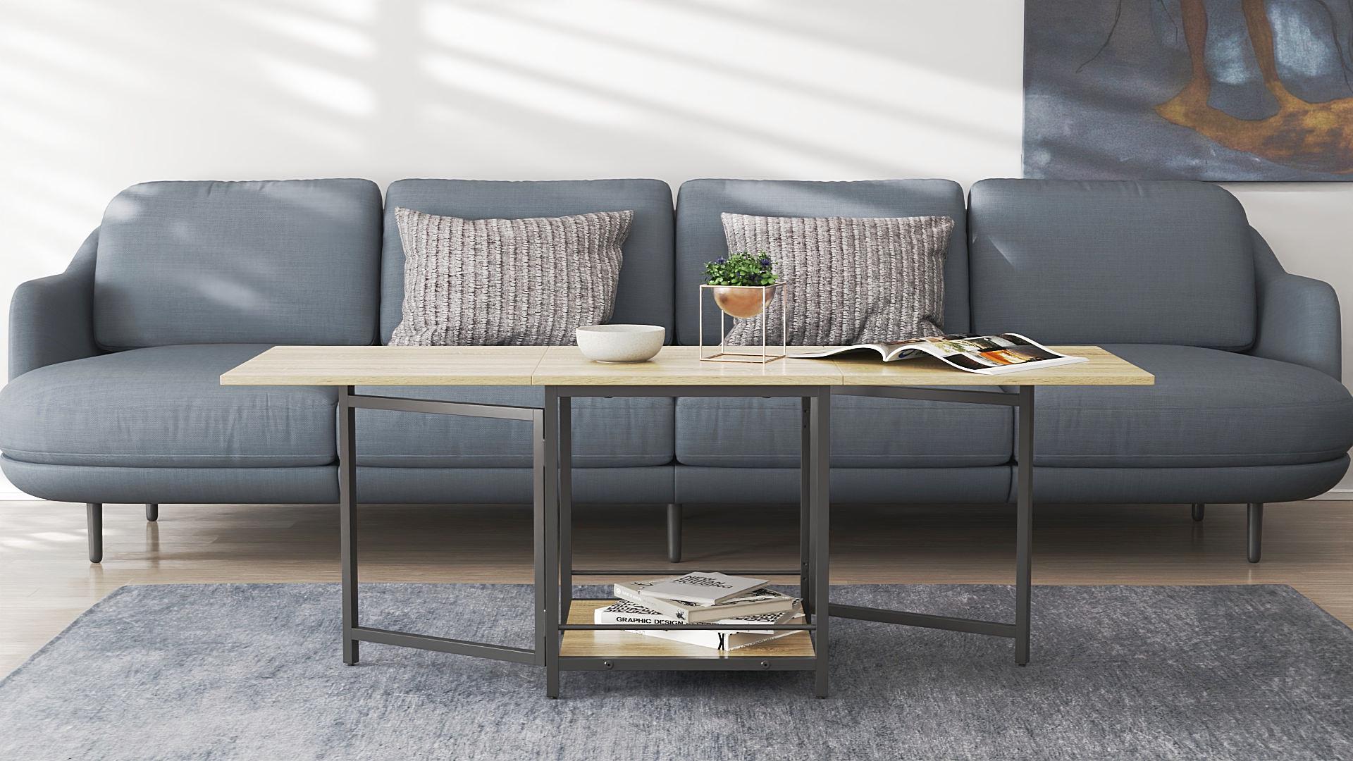 Стол журнальный трансформер Ferrum-decor Куб Комбо металл/ДСП 16 мм 650x540x532x500 мм Черный/Дуб Сонома (FRD-105153) - фото 4