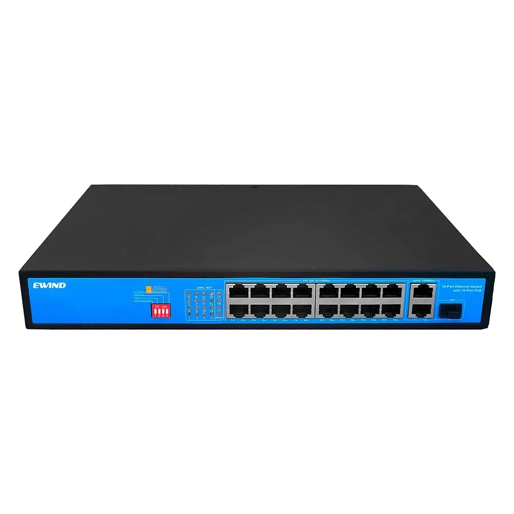 Коммутатор 19-портовый неуправляемый Ewind EW-S1919CF-AP PoE с AI Watchdog Black (36293346)