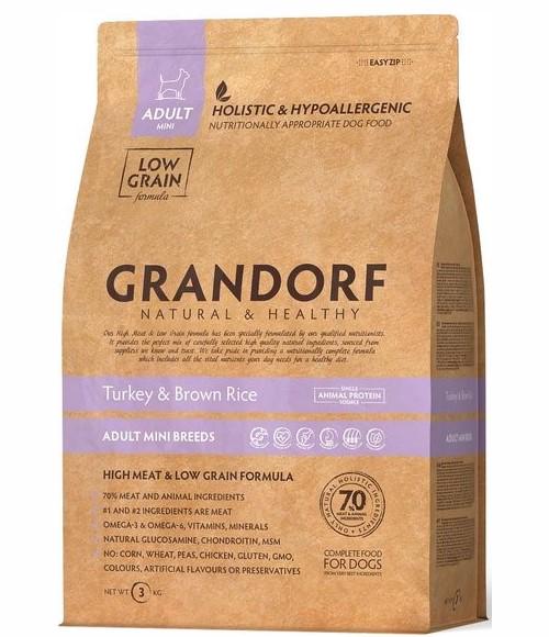 Сухий корм Grandorf Turkey&Brown Rice Mini з індичкою та бурим рисом для дорослих собак малих порід 1 кг (5404009515735) - фото 1