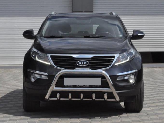 Кенгурятник WT003 CAN для Kia Sportage 2010-2015 гг. нержавеющая сталь Хром