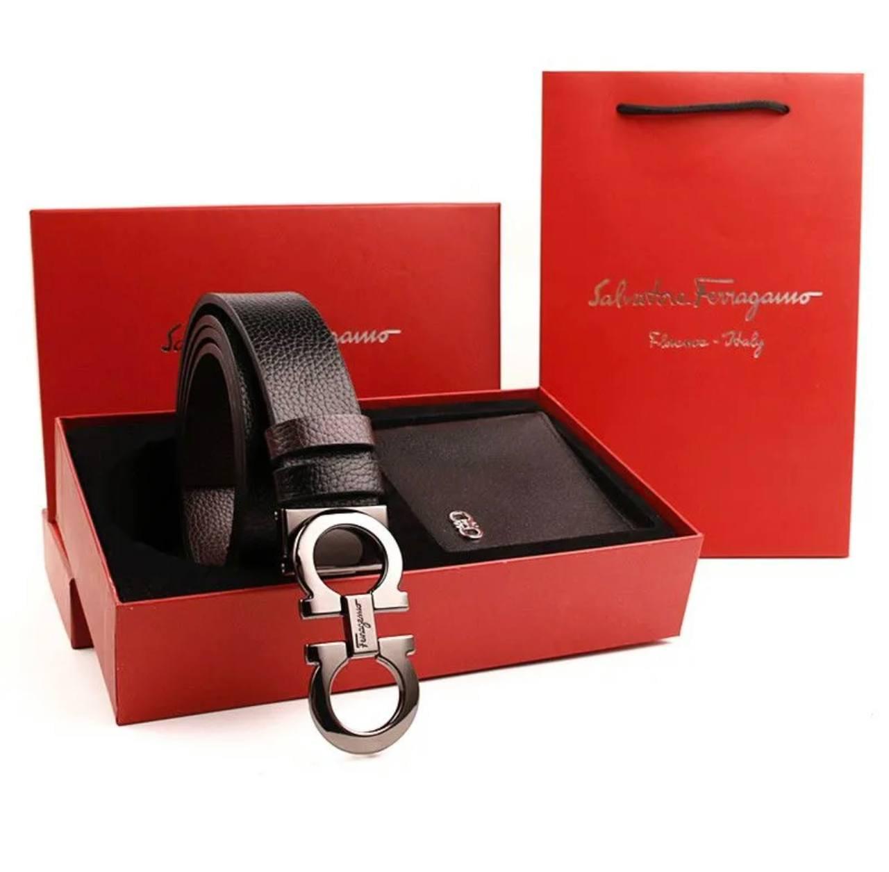 Набір Salvatore Ferragamo шкіряний ремінь та портмоне (28873219)
