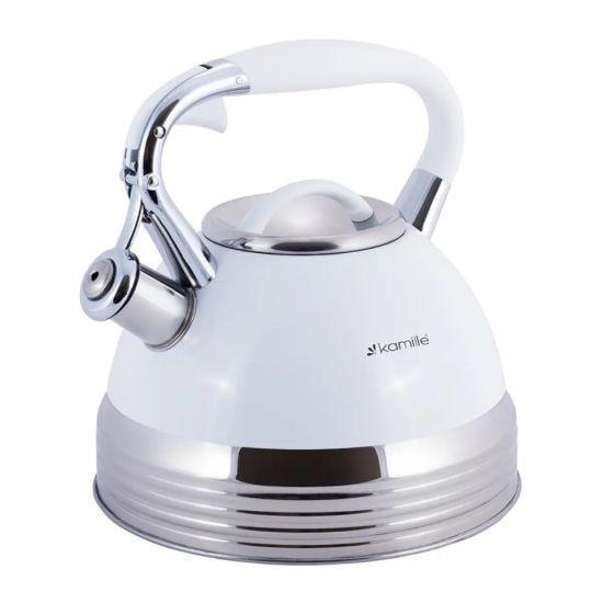 Чайник со свистком Kamille KM-0696WH из нержавеющей стали 2,7 л Белый (2499785485)