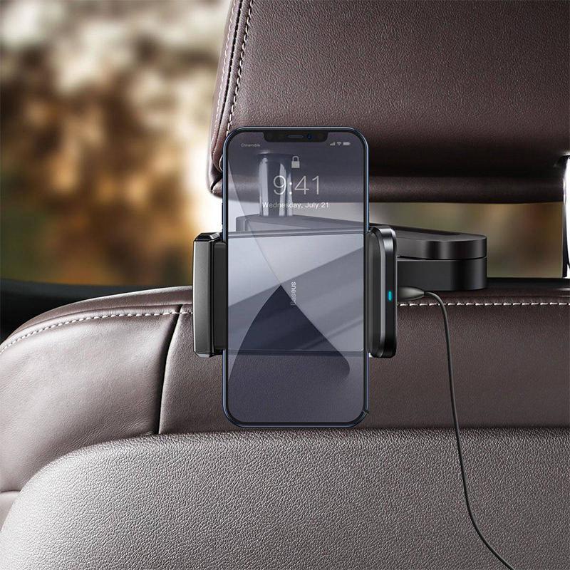 Тримач Baseus WXHZ-01 Energy Storage Backseat Holder Wireless Charger 15W 360° Black (4b4f7d12) - фото 5